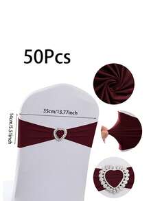 10/50 件 14*35 厘米蝴蝶结椅背套，带心形扣滑块，弹性椅套带绑带，适用于婚礼、派对、洗礼、情人节装饰（鼠尾草绿/红色/勃艮第红/古金色） - 彩色 - 查看 20