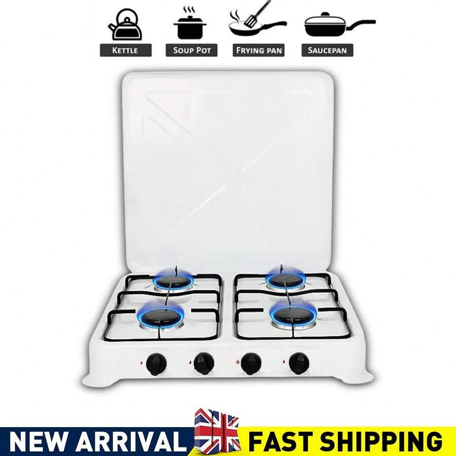 Portable Gas Stove 4 Burner Camping Caravan LPG Cooktop Desktop Cooker For Outdoor Indoor - White - View 1