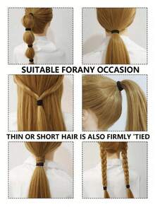 10 pezzi di elastici per capelli neri adatti per capelli spessi e ricci, fermacode per coda di cavallo, elastici per capelli adatti per uso quotidiano, acconciature, trucco, trucco da sposa, capelli all'aperto, doccia ed elastici per capelli, fasce per capelli, accessori per capelli, elastici per capelli, scrunchies