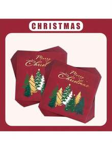 Khăn giấy Giáng sinh Cây thông Noel Khăn ăn đồ uống dùng một lần màu đỏ Khăn ăn trang trí bàn cho bữa tối mùa đông năm mới Giáng sinh vui vẻ Đồ dùng cho tiệc Giáng sinh - khăn giấy cây giáng sinh màu đỏ - Xem 6