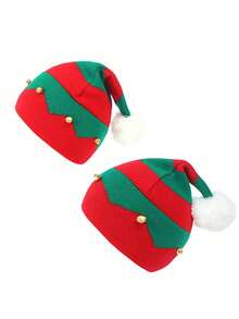 1/3pcs Christmas Knitted Hat-Autumn And Winter Warm Merry Christmas Bell Hat Wool Ball Hat Parent-Child Hat Christmas Hat Bell Knitted Wool Hat - Multicolor - View 1