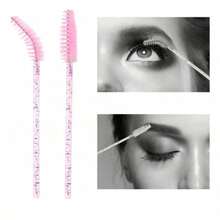 500 Piezas/200 Piezas/50 Piezas Brochas desechables para delineador de ojos, Cepillo de pestañas de nailon, Cepillo rodante, Sin cejas. Extensión de pestañas Varilla de plástico ABS adecuada para tipo de piel normal - Set de cabezales de cepillo rosa