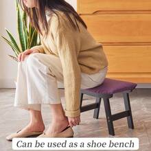 Foot StoolOttoman And Footstool Small Sofa Foot Rest Bamboo Foot Stool Under Desk Extra Seating For Living Room Bedroom And Kitchen Black Stool Legs - Purple Surface