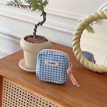 Makeup Bag Mini Makeup Bag For Purse Cute Cosmetics Bag For Women Girls Checkerboard Makeup Bag Sanitary Napkin Storage Bag Menstrual Pad Bag Tampon Holder For Purse,Boho Vibes