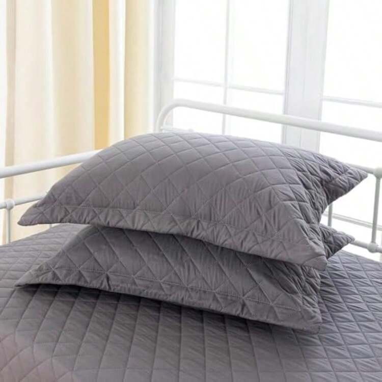 Feyocn - Juego de funda para sofá cama de 5 piezas, color gris, para cama individual y acogedor para todas las estaciones, colcha de cama de doble cara, funda de cama de día con estampado geométrico, cama individual con 4 fundas de almohada, 39 x 75 pulgadas(Gris Oscuro 39"x75") - Tipo 1 - Añade 5
