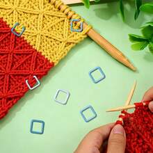 新品上市 20/30/50/60/70/100个方形记号扣 - 随机颜色 方形记号扣 钩针锁针计数器 缝纫工具、编织用品，适合初学者和老年人的理想礼物 - 藍色系 - 查看 8