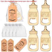 50 件弹跳开瓶器婴儿派对礼物，适合宾客，婴儿派对回礼，婴儿奶瓶形状开瓶器，婴儿派对纪念品，附送欧根纱袋，感谢卡，小号，金色 - 金色 - 查看 10