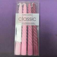4支/盒，10英寸螺旋半白半粉渐变粉色白色锥形蜡烛，纯色细长烛台，无滴蜡无香型长款餐桌蜡烛，适合情人节、送礼、婚礼、家居装饰、派对等场合。 - 彩色 - 查看 9