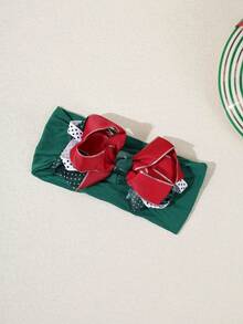 1pc Christmas Ribbon Bow Elastic Nylon Polka Dot Baby Headband Hair Accessories Set - Multicolor - View 9