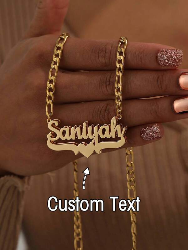 Customized Stainless Steel Double Layer Necklace, Heart & English Letter Clavicle Chain Pendant Jewelry, Ideal Gift For Couples, Friends, Family, Mother's Day, Available In Gold & Silver, Fashionable, Retractable, Simple, Casual, Personalized, Unique Gift For Girlfriend, Mom, Family, Friends, Daughter For Anniversary, Valentine's Day, Mother's Day, Birthday, Graduation, Daily Wear, Wedding, Prom,Gold,Stylish,Colorful,Vintage,Hipster,Simple,Y2k,2000s Fashion,Custom,Personalized,Unique,Ideal Gifts For Him,Ideal Gifts For Her,Her,Boyfriend,Girlfriend,Dad,Mom,Family,Friends,For Anniversaries,For Birthdays,For Graduation,For Prom,For Party,Jewelry Women,School Supplies,Back To School,For Office,For School,For Classroom,For Teacher Gifts,For University,For Colleague,For Dorm Rooms,For Teacher,For Boys And Girls,For Teenagers,Junior High School Students,Middle School Students,High School Senior High School Students,College Students,University Students,Freshman,Sophomore,Underclassmen