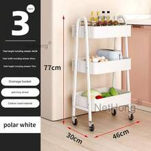 Folding Trolley Cart Shelf Storage Rack Rolling Office Wheels Metal 3/4/5 Tier - Black - View 18