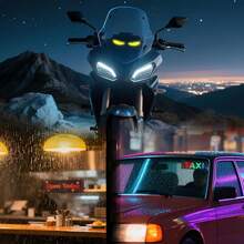 Ojos LED para parabrisas de coche - Tiras de luces Devil Eyes con patrones dinámicos, control remoto por aplicación, resistencia al agua IP68, alimentación por USB para coches, camiones, autocaravanas y motos - 7*17,3 cm (1 pieza) - Ver 8