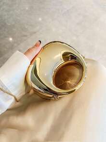 FOREVER MIYIN Acrylic Crescent Moon Shaped Handbag, Fashionable Multi-Function Chain Shoulder Crossbody Bag, Phone Pouch, Earphone Case, Lipstick Holder, Ideal For Valentine's Day, Birthday, Anniversary Gifts, Party, Wedding, Banquet, Elegant Women Purse (Gold) , Gold Bag - Gold - View 9