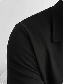 GRDR Men's Black Long Sleeve Polo Shirt, Business Casual Commuter Comfortable Versatile Top, Spring/Autumn - Black - View 3