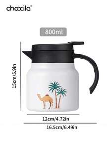 choxila 1pc Tea Pot And Tea Cup, Tea Kettle With Infuser, Stainless Steel Thermal Carafe, Vacuum Coffee Pot And Coffee Cup, Coconut Tree And Camel Pattern Water Pot And Water Cup, For Coffee, Tea, Beverage, Home/Office/Camping/Travel/Festival Gifts - Tea Kettle - View 14