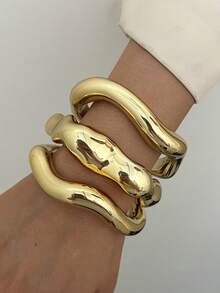 6/3pcs Set Vintage Exaggerated Luxurious Gold Resin Bangle Bracelet Set, Suitable For Women's Daily, Party, Date, Wedding, Festival Wear, Stackable, Perfect Gift