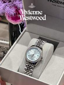 Đồng hồ thạch anh Vivienne Westwood Queen Mother màu xanh hồng đính kim cương - Bạc - Xem 4