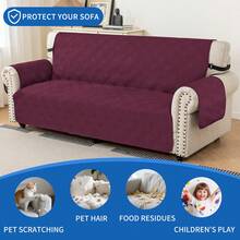 YSTYLE Single-Seater Sofa Cover With Armrests, Reversible Cat-Friendly Scratch-Resistant Couch Cover, Double-Sided Quilted Sofa Cover, Universal Sofa Cover - Burgundy + coklat muda - View 5