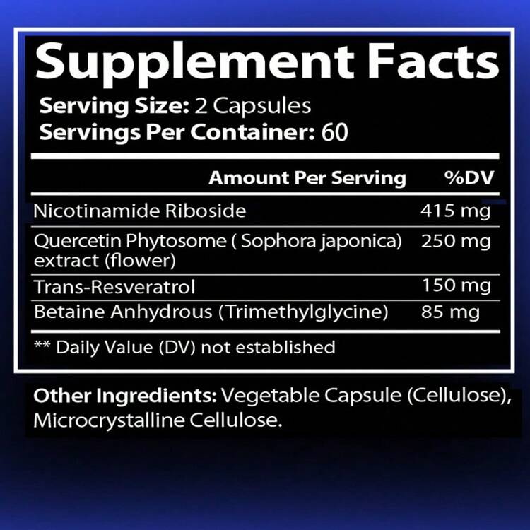 Suplemento de resveratrol NDA+: Favorece la salud de la piel y la capacidad antioxidante - 120 cápsulas - 1 botella - Añade 2