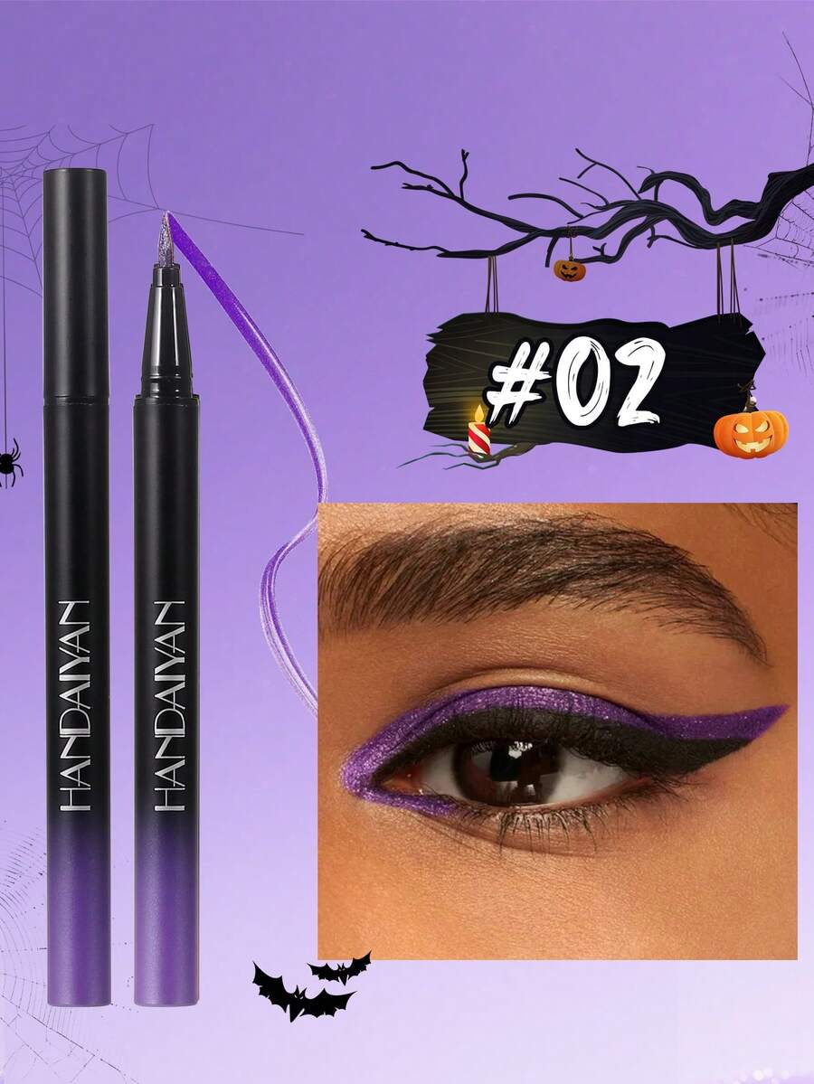 HANDAIYAN Waterproof, Smudge-Proof, Quick-Drying Metallic Eyeliner Pencil, Long-Lasting Pearl Finish, Suitable For Halloween, Costume Play, Parties, Christmas, Autumn/Winter Makeup - 02 - 查看 1