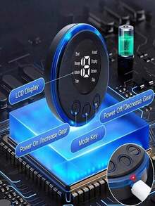 Rechargeable Portable Mini Neck Massager, Electric Neck Massage Pad, Relieve Shoulder & Neck Stress, EMS Microcurrent Neck Massage Patch, 8 Modes And 19 Intensities - Blue - View 11