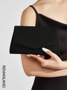REMANLAND Elegant And Lightweight Pleated Fashion Clutch, A Glamorous And Charming Party/Evening Bag, Perfect For Party Girls, Brides, And Ladies. Features Hidden Card Slots And Compartments, Can Be Used As A Shoulder Bag Or Crossbody. Comes With A Detachable Metal Chain, Ideal For Balls, Banquets, Parties, And Makes A Great Gift For Your Loved One. , Valentine's Day