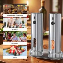 Rechargeable Electric Salt And Pepper Grinder, Adjustable Coarseness, LED Light, One-Handed Operation, Convenient For Home Use, Outdoor Picnics, Or As A Holiday Gift! Kitchen Gadget, Available In Single Or Double Pack. - Multicolor - View 8
