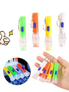 12个装 - 2.8英寸迷你手电筒,LED照明,实用礼品钥匙扣LED吊坠,颜色随机:橙色、黄色、绿色和白色。生日派对礼物、家庭奖励、课堂奖品和返校礼物、婴儿派对礼物,深受男孩女孩喜爱,可用作皮纳塔填充物 - (4种随机颜色)不可充电,电池供电! - 彩色 - 查看 10