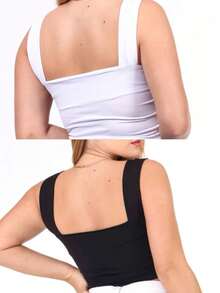 Cropped Alça grossa - Preto e Branco - Visão 3