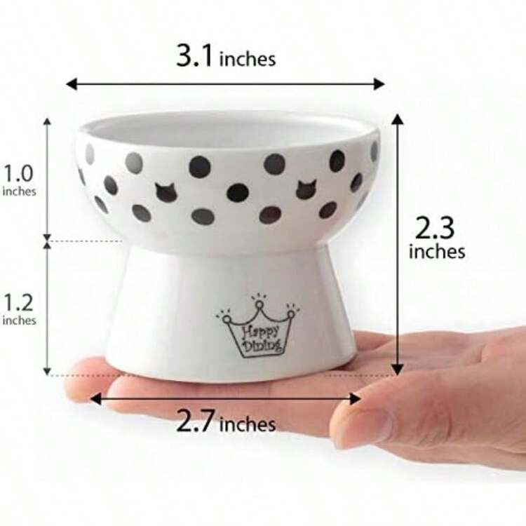 Necoichi Cuenco de Comida Extra Ancho para s ()(Cat Dots Mini) - Tipo 2 - Añade 3