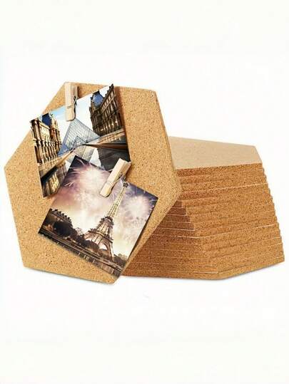 8/4/2/1pc Hexagonal Cork Board Tiles, Self-Adhesive Cork Board, Suitable For Walls, Photo And Notes Display Panels, Nail Board Decoration Bulletin Boards, Suitable For Office, Home, Kitchen, School Supplies, Cork Boards, Cork Stickers, Display Boards Back-To-School Season., Pin Board, Vision Board