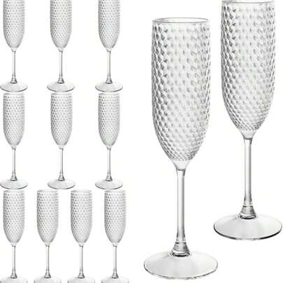 24PCS Red Plastic Champagne Flutes 7oz,Unbreakable Champagne Glasses Bulk,Reusable Crystal Drinking Wine Glasses For Wedding,Chrismas,Party