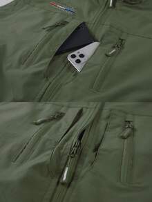 男士轻便背心，多口袋拉链尼龙无袖夹克，适合户外、钓鱼、摄影、休闲、运动，四季皆宜 - 軍綠色 - 查看 5