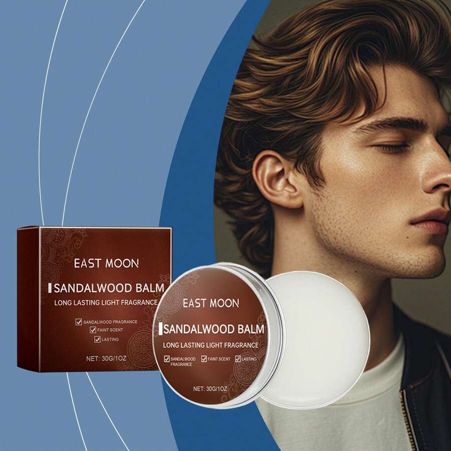 Men's Sandalwood Balm Series Solid Balm,Natural Mild Ingredients,Lasting Scent Keep Fresh, Waterproof & Portable Solid Ointment, For Dating/Daily