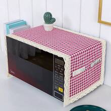 Ciliu 2-In-1 Microwave Dust Cover With 2 Side Pockets, All-In-One Aesthetic Kitchen Decor & Organizer, Waterproof Universal Cover For Countertop - New Red Grid - View 1
