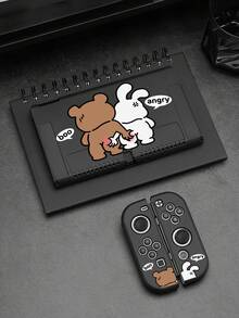 1 pieza Funda protectora con diseño lindo de oso y conejo compatible con 2 (2025), Switch NS, Switch OLED, Switch Lite, accesorios para Nintendo Switch 2/Switch, juego completo que incluye estuche de transporte, estación de acoplamiento con ranuras para tarjetas, mejor regalo para jugadores de Switch - multicolor - Ver 8