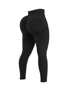 TNTOR Pantalones de yoga de cintura alta y levantamiento para tallas grandes, mallas ajustadas de elasticidad alta y secado rápido para mujeres, pantalones de yoga negros con efecto trasero de melocotón y cintura media, diseño de cintura alta con control del abdomen, aptos para entrenamiento y ciclismo