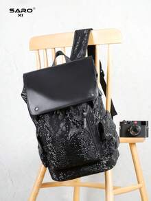 saroxi 男士休闲背包，轻便便携背包，适合旅行、露营、徒步旅行、学校、学生、青年，必备礼物 - 黑色 - 查看 2