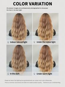 7JHH WIGS Ombre Brown Wig With Bangs For Women 22 In Long Wavy Brown Mixed Blonde Wig With Dark Roots Natural Curly Synthetic Resistant Fiber Wigs For Women Daily Party Use,Mother'sdaygifts - Brown Ombre - View 9