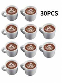 50/40/30/20/10/5/4/3/2件迷你拿铁艺术咖啡杯吊饰3D树脂饮料杯小雕像适用于DIY面包房、咖啡店装饰、家居桌面装饰