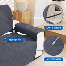 YSTYLE Single-Seater Sofa Cover With Armrests, Reversible Cat-Friendly Scratch-Resistant Couch Cover, Double-Sided Quilted Sofa Cover, Universal Sofa Cover - Dark Gray + Light Gray - View 4