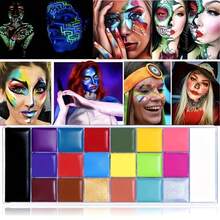 JIHUIPAI 20 Colors Face Paint Palette, Body Art Makeup For Stage, Halloween & Christmas Costume - Multicolor - View 5
