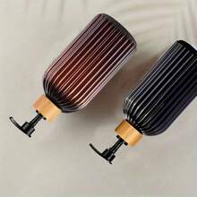 16.9oz Soap Dispenser With Bamboo Pump - Refillable Plastic Bottle, Vertical Stripe Design For Kitchen & Bathroom, High-Quality Hand Soap, Dish Soap, Lotion Pump Bottle Green,Clear,Black,Amber - Multicolor - View 5