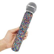 1pc Simulation Rhinestone Microphone Props, Home Bar Brilliant Mic Props Decorative Ornaments Party Favor, Speaking Practice Props