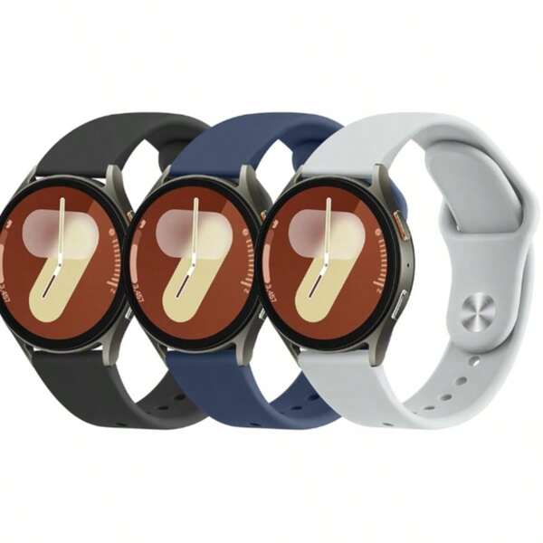Lot de 3 bracelets compatibles avec les montres Samsung Galaxy Watch 7, 6, 5 et 4 (40 mm, 44 mm, FE) - Bracelets de rechange sport en silicone souple de 20 mm pour femmes et hommes