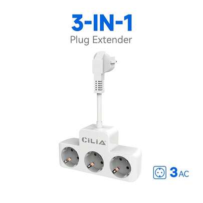 CILIA 1/2pcs Plug Power Strip, Power Extender, 3-In-1 Outlet Adapter With 10cm Extension Cord, Simple & Portable, Suitable For Home, Office, Industrial, White/Black