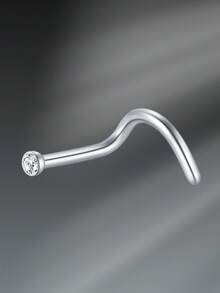 CIZME 1pc/Set 20G Titanium Steel G23 Nose Rings For Women Men,Silver Clear Diamond CZ L Shaped Nose Studs Top 1.5mm 2mm 2.5mm 3mm CZ Nose Piercing Jewelry Nose Ring Studs Jewelry - Silver - View 5