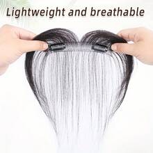 女士真人发夹式刘海和鬓角接发 - 自然造型直发接发，带安全夹，方便佩戴，打造自然发际线和鬓角，增强发际线，打造时尚假发 - 彩色 - 查看 4