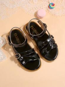 儿童时尚户外凉鞋夏季方头平底鞋系带凉鞋新款女童鞋时尚沙滩拖鞋 - 黃色 - 查看 2