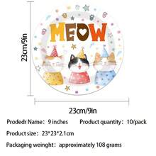 20/10 piezas Juego de vajilla con temática de gato, incluye platos, vasos, servilletas, decoraciones de cumpleaños con temática de gato. Platos de 7 pulgadas, platos de 9 pulgadas, vasos de papel de 9 onzas, servilletas. Decoración de mesa para fiesta de cumpleaños con temática de gato, fiesta de cumpleaños, fiesta temática - Multicolor - Ver 9